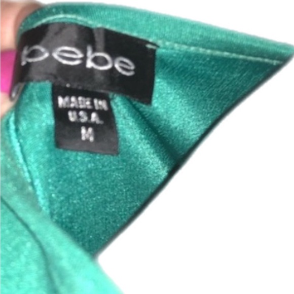 Bebe Green Bubble Hem Tunic with Metal Ring Shoulder detail Medium - Picture 3 of 5